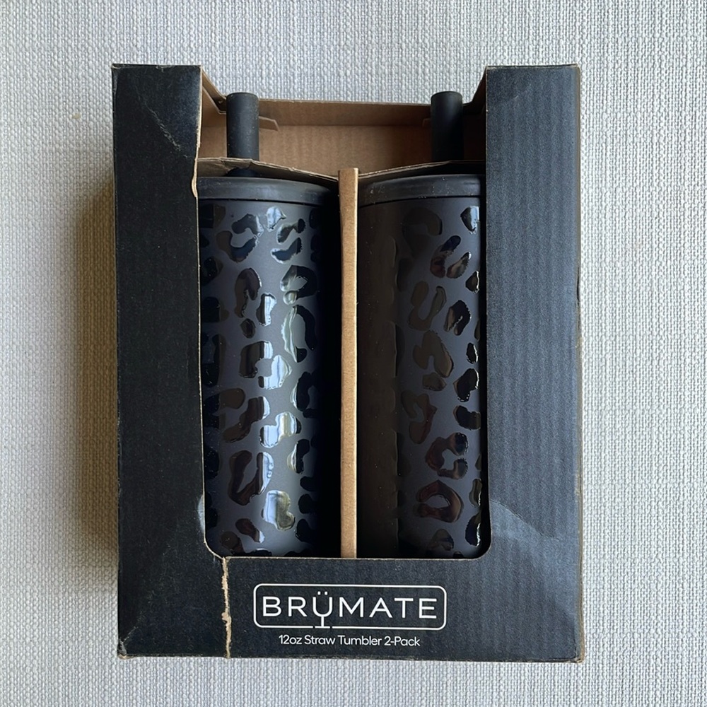 BruMate 12oz Straw Tumbler 2- Pack - BLACK ONYX LEOPARD